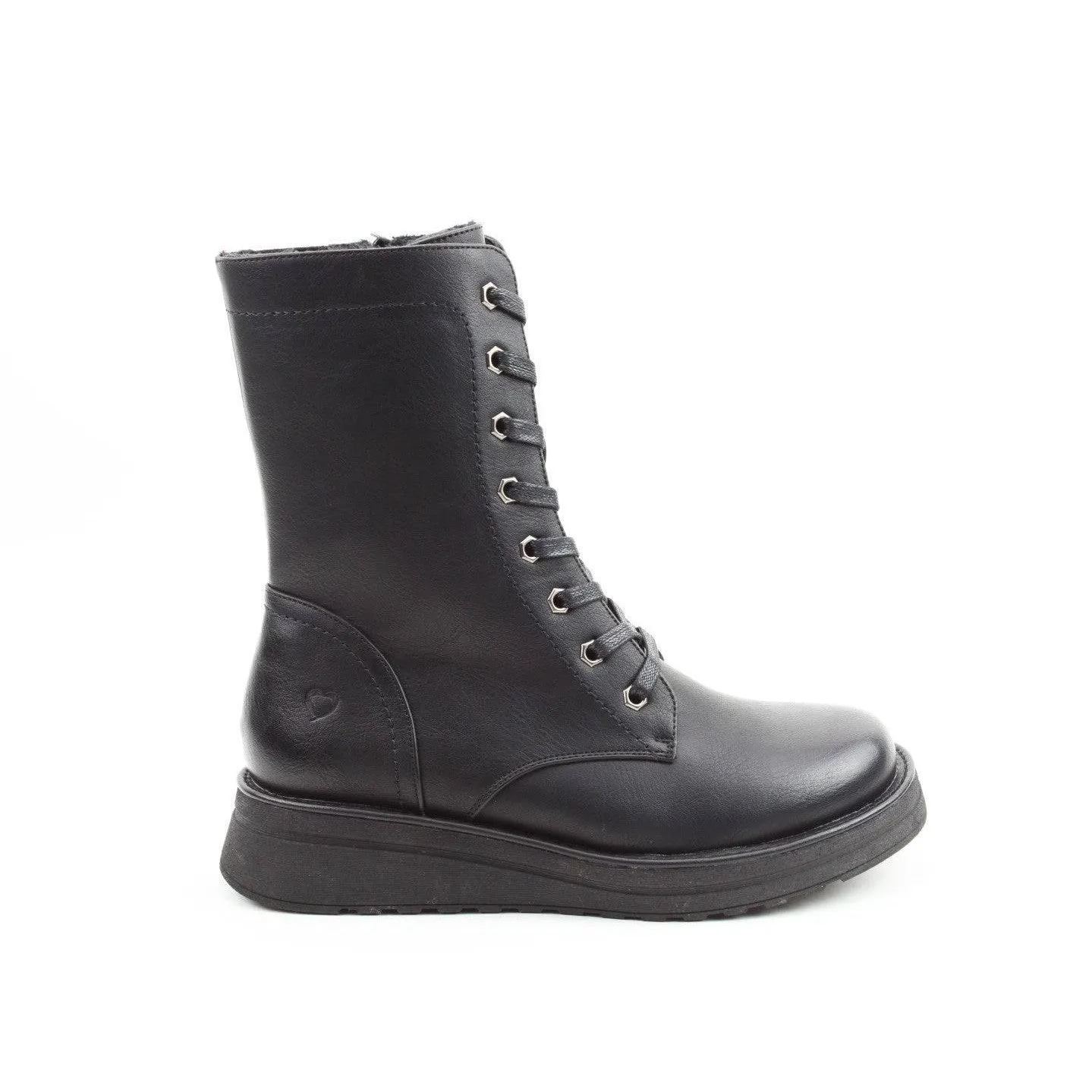 Heavenly Feet Martina 4 Ladies Black Vegan Zip & Lace Ankle Boots