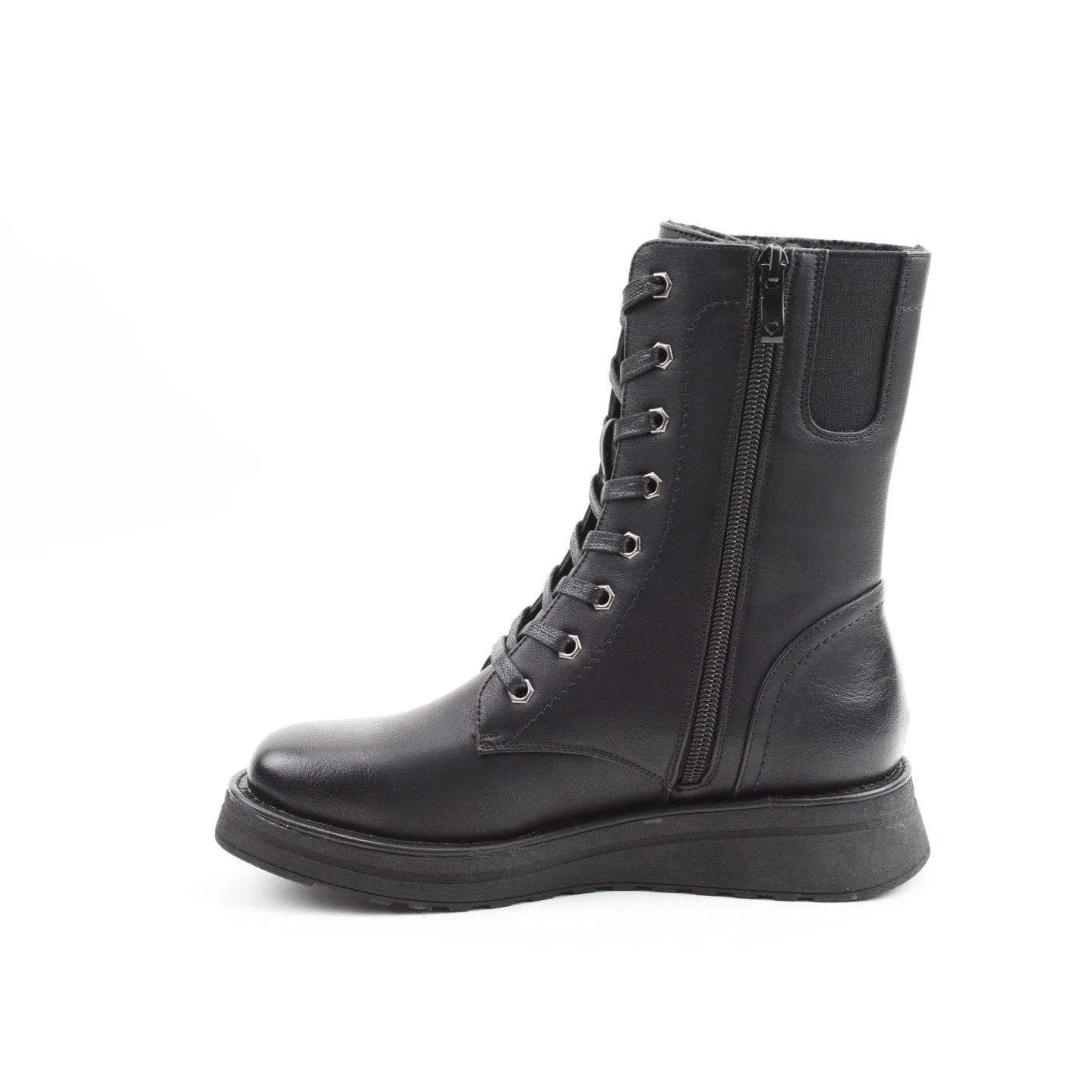 Heavenly Feet Martina 4 Ladies Black Vegan Zip & Lace Ankle Boots