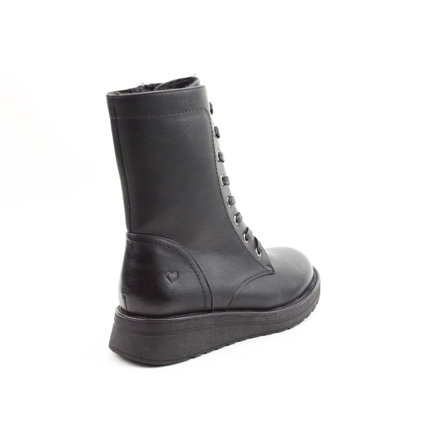 Heavenly Feet Martina 4 Ladies Black Vegan Zip & Lace Ankle Boots