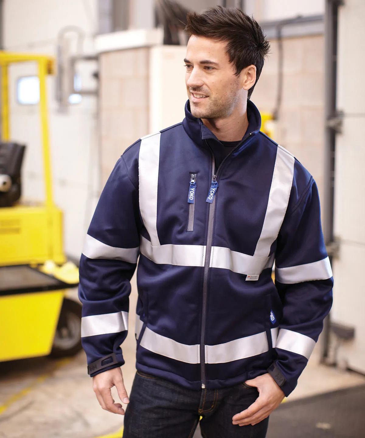Hi-vis softshell jacket (HVK09) | Yellow/Navy