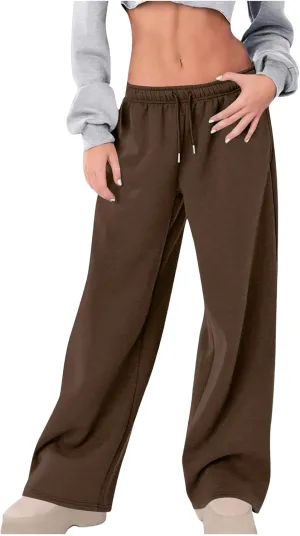 High Waist Wide Leg Sweatpants Women with Pockets Casual Athletic Pants Tall Length Gym Running Trousers