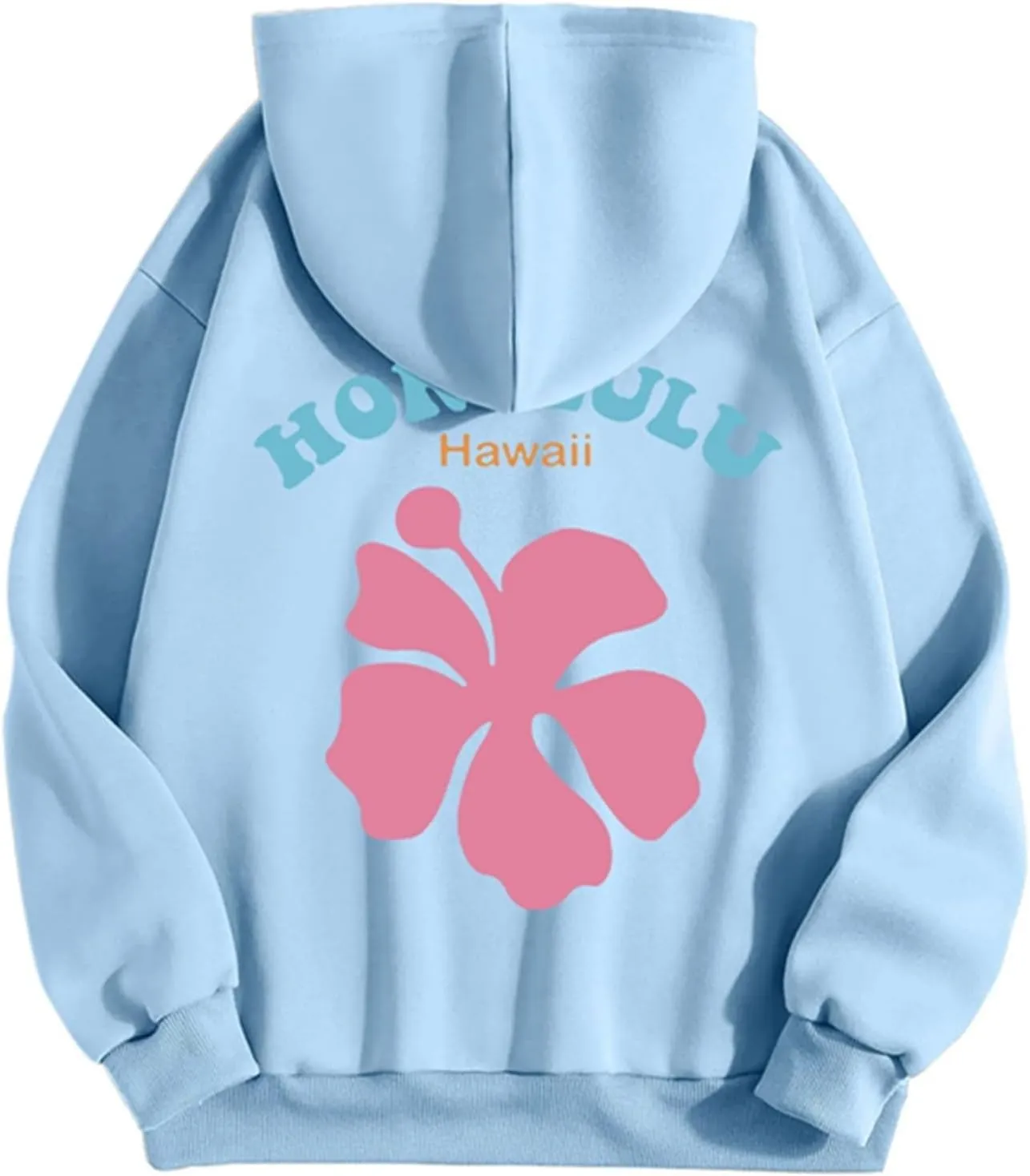 Hoodies for Women Plus Size Casual Long Sleeve Sweatshirts Drawstring Tops Loose Print Pullovers with Pocket