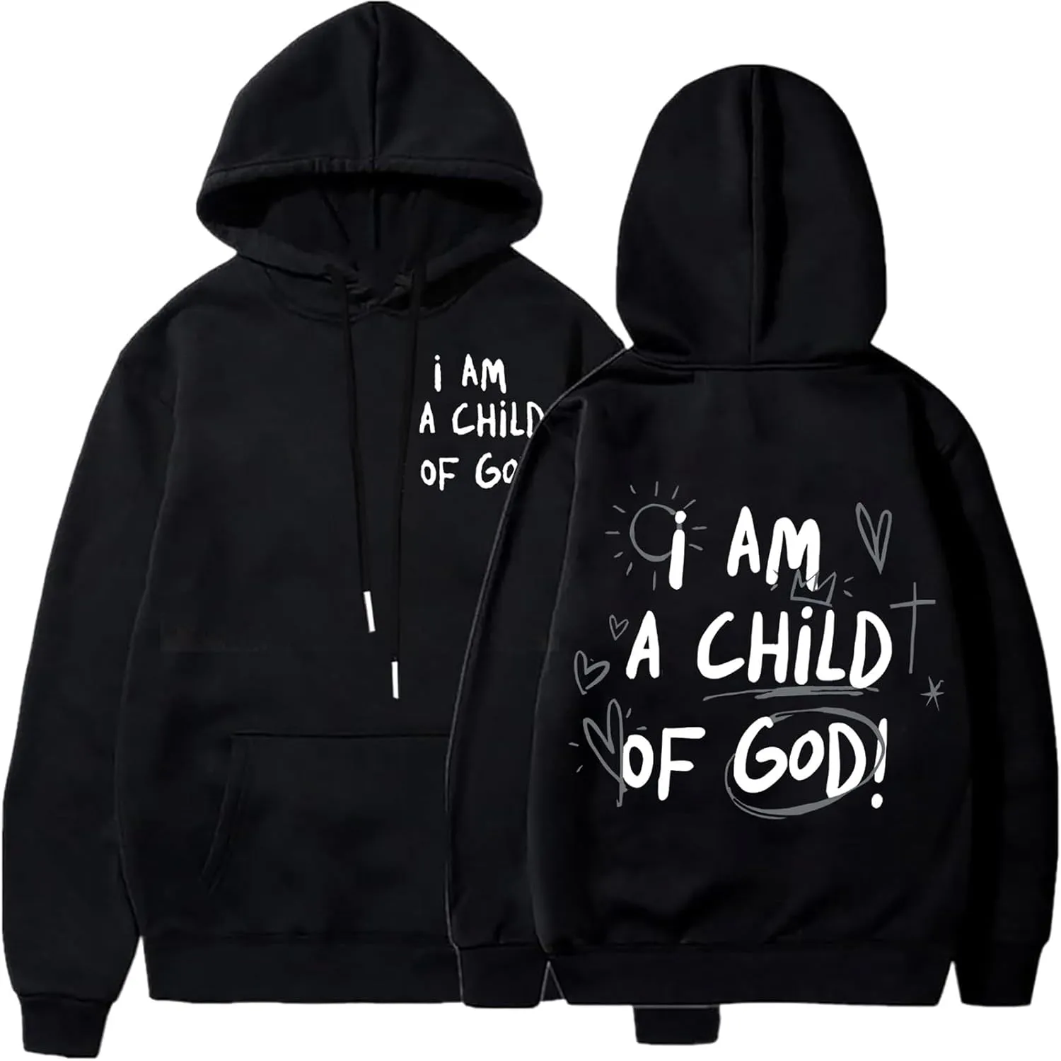 I Am A Child Of God Hoodie Long Sleeve Christian Hoodies Casual Comfortable Drawstring Fashion Pocket Sweatshirt
