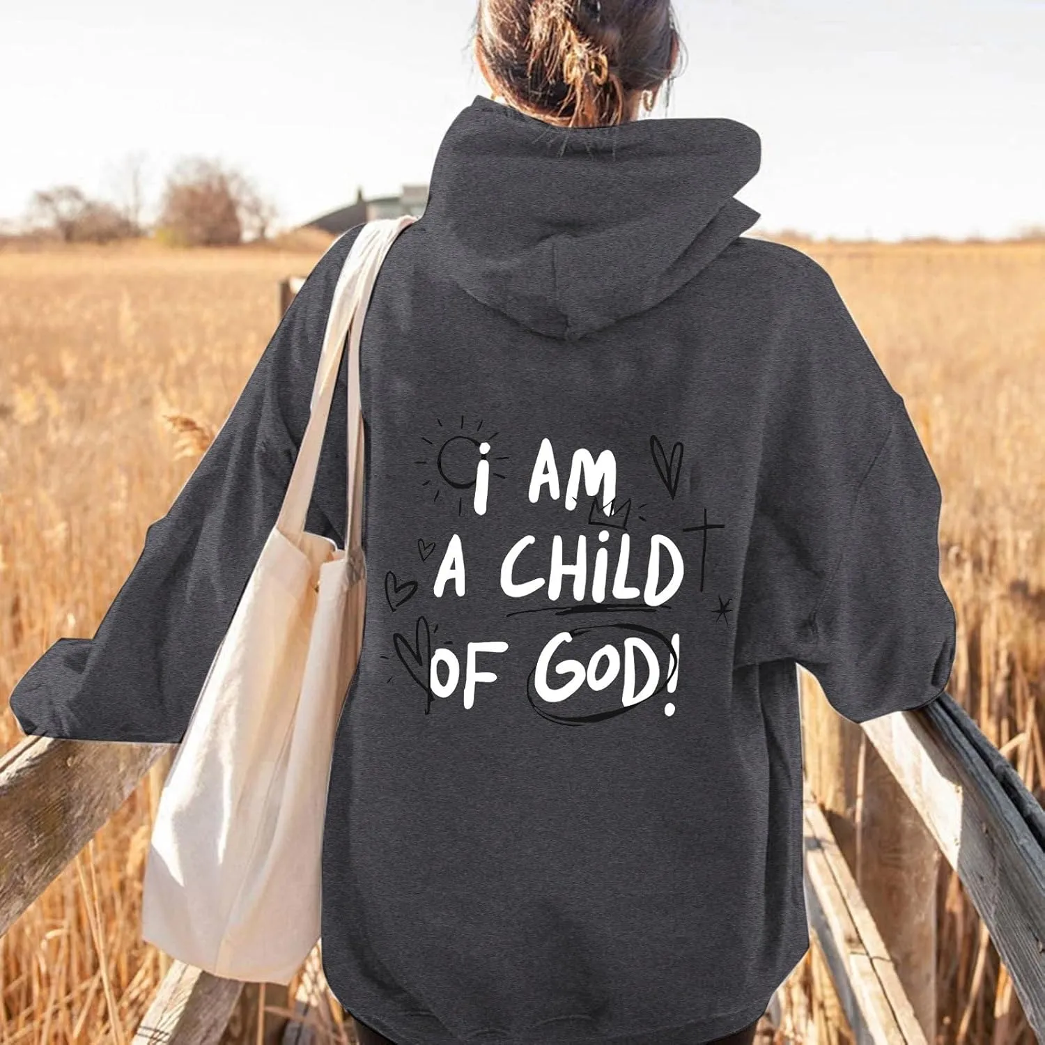 I Am A Child Of God Hoodie Long Sleeve Christian Hoodies Casual Comfortable Drawstring Fashion Pocket Sweatshirt