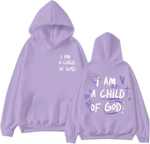 I Am A Child Of God Hoodie Long Sleeve Christian Hoodies Casual Comfortable Drawstring Fashion Pocket Sweatshirt