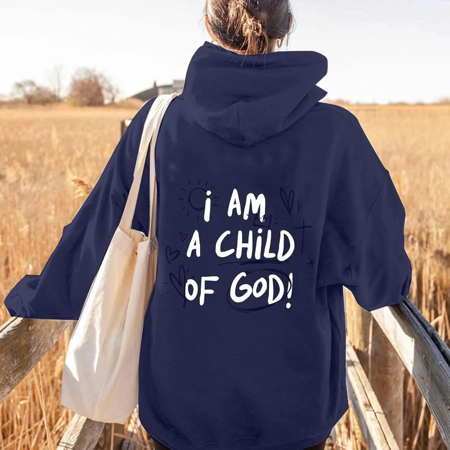 I Am A Child Of God Hoodie Long Sleeve Christian Hoodies Casual Comfortable Drawstring Fashion Pocket Sweatshirt