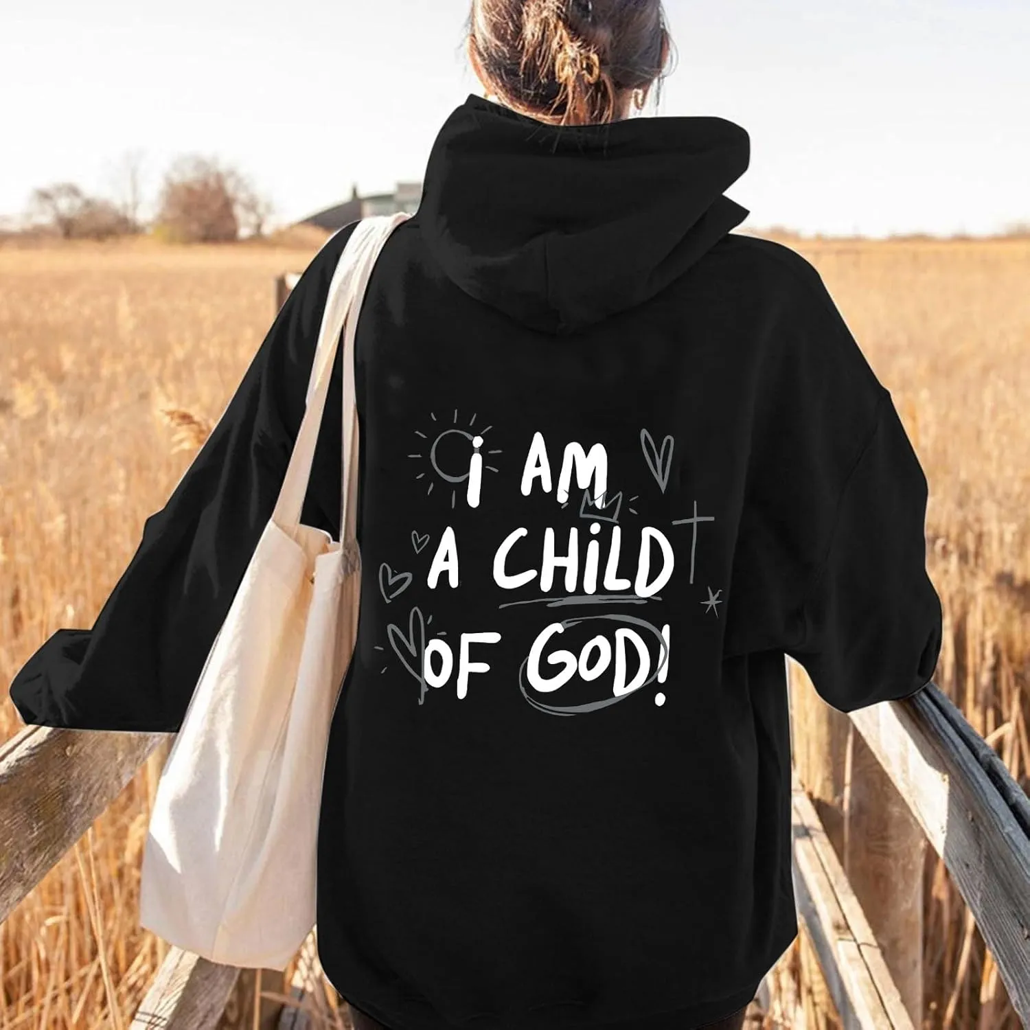 I Am A Child Of God Hoodie Long Sleeve Christian Hoodies Casual Comfortable Drawstring Fashion Pocket Sweatshirt