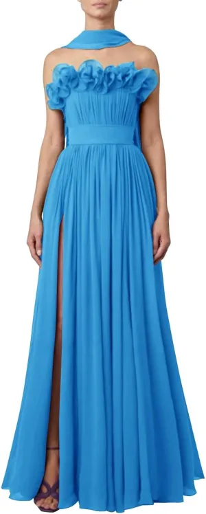 Jorshiman Women's Formal Dress with Shawls 3D Flower Bridesmaid Dress Long A Line Wedding Guest Dress