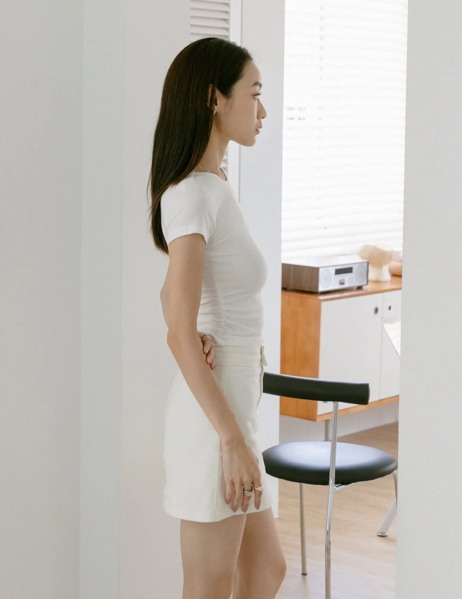 Kace Ruched Tee in White