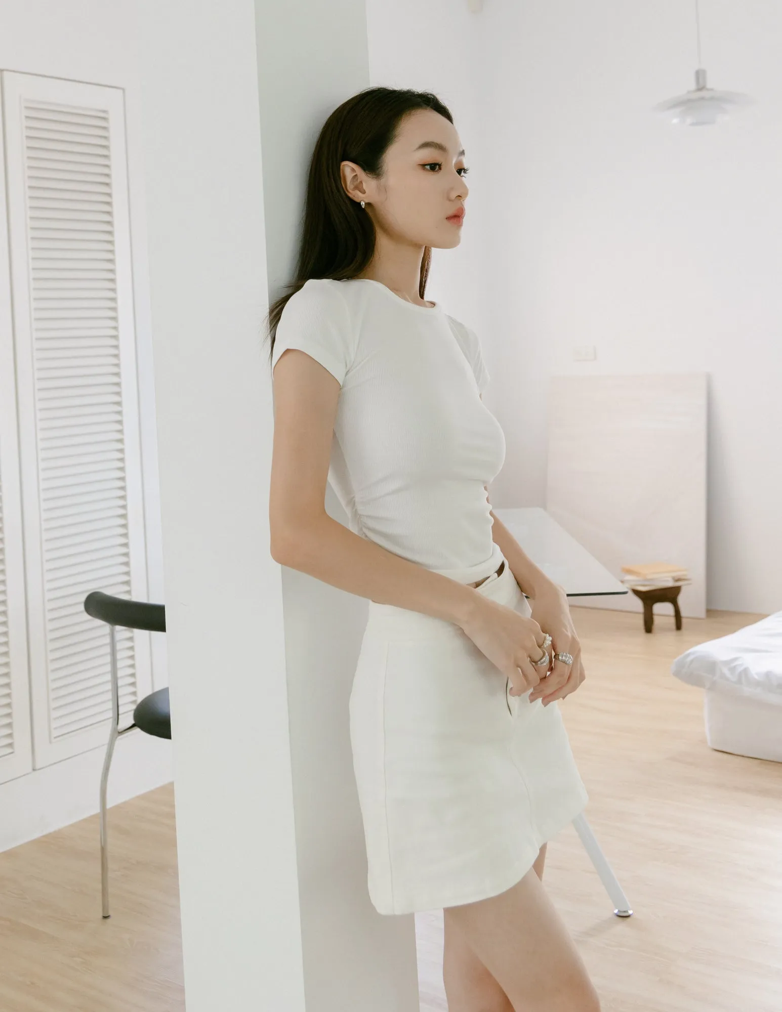 Kace Ruched Tee in White