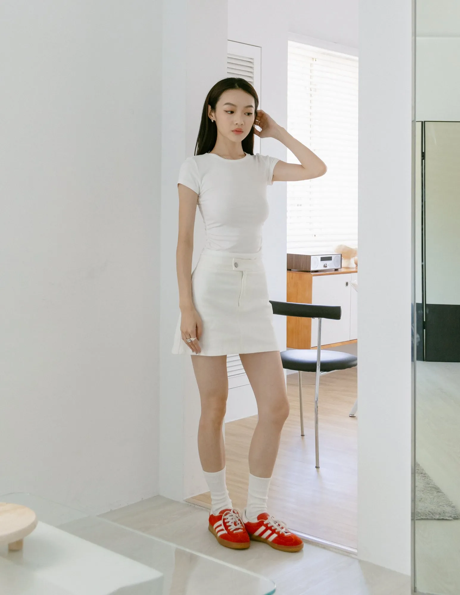 Kace Ruched Tee in White