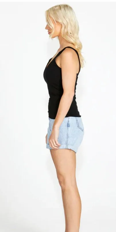 Kate V Neck Tank - Black