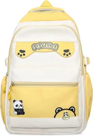 Kawaii Backpack 18.1 Inch Cute Bookbags Lightweight Laptop Bag Casual Travel Daypacks (Yellow)