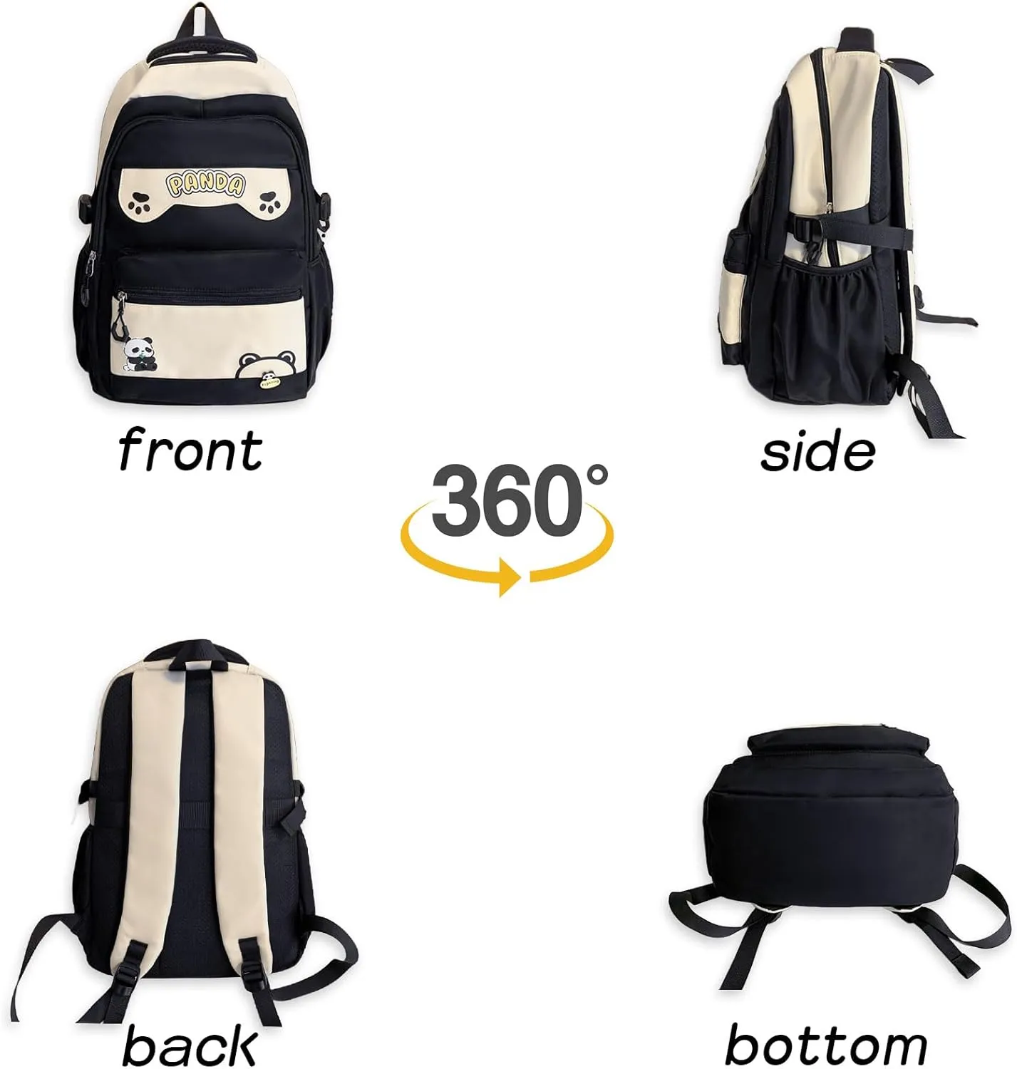 Kawaii Backpack 18.1 Inch Cute Bookbags Lightweight Laptop Bag Casual Travel Daypacks (Yellow)