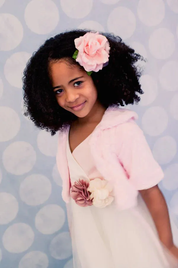 Kids Dream Pink Faux Fur Special Occasion Half Coat Girls 4