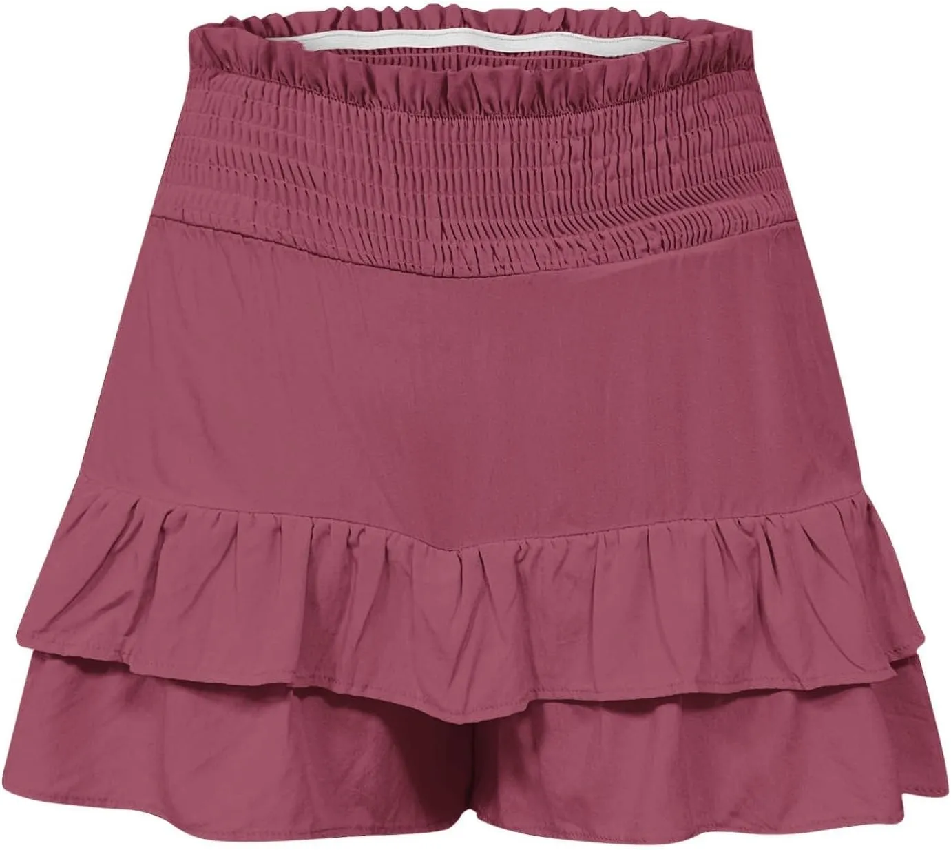 Kubbon Womens Flowy Shorts Smocked High Waisted Wide Leg Shorts Casual Loose Tiered Beach Skorts Summer Vacation Outfits