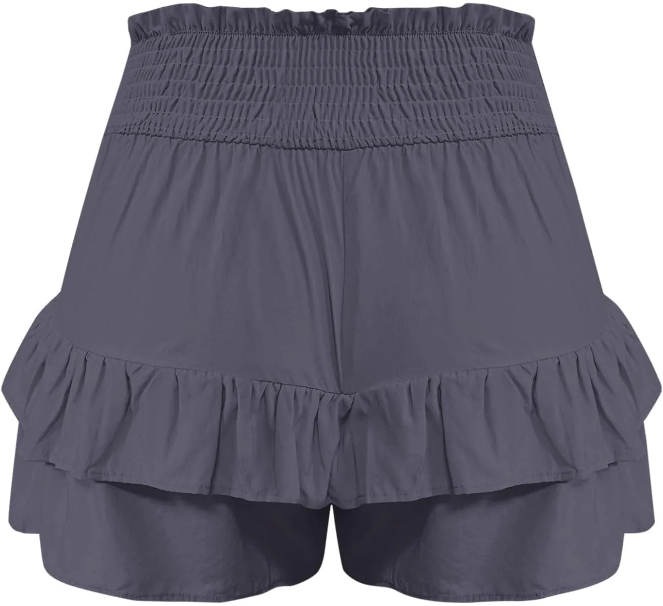 Kubbon Womens Flowy Shorts Smocked High Waisted Wide Leg Shorts Casual Loose Tiered Beach Skorts Summer Vacation Outfits