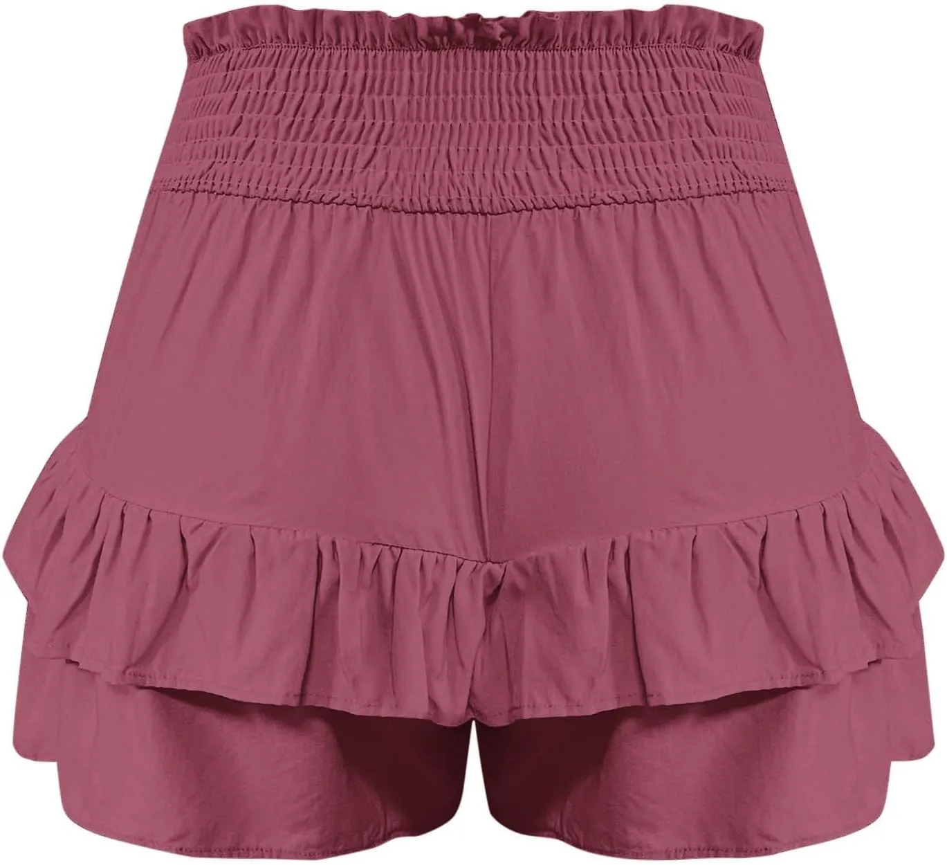 Kubbon Womens Flowy Shorts Smocked High Waisted Wide Leg Shorts Casual Loose Tiered Beach Skorts Summer Vacation Outfits