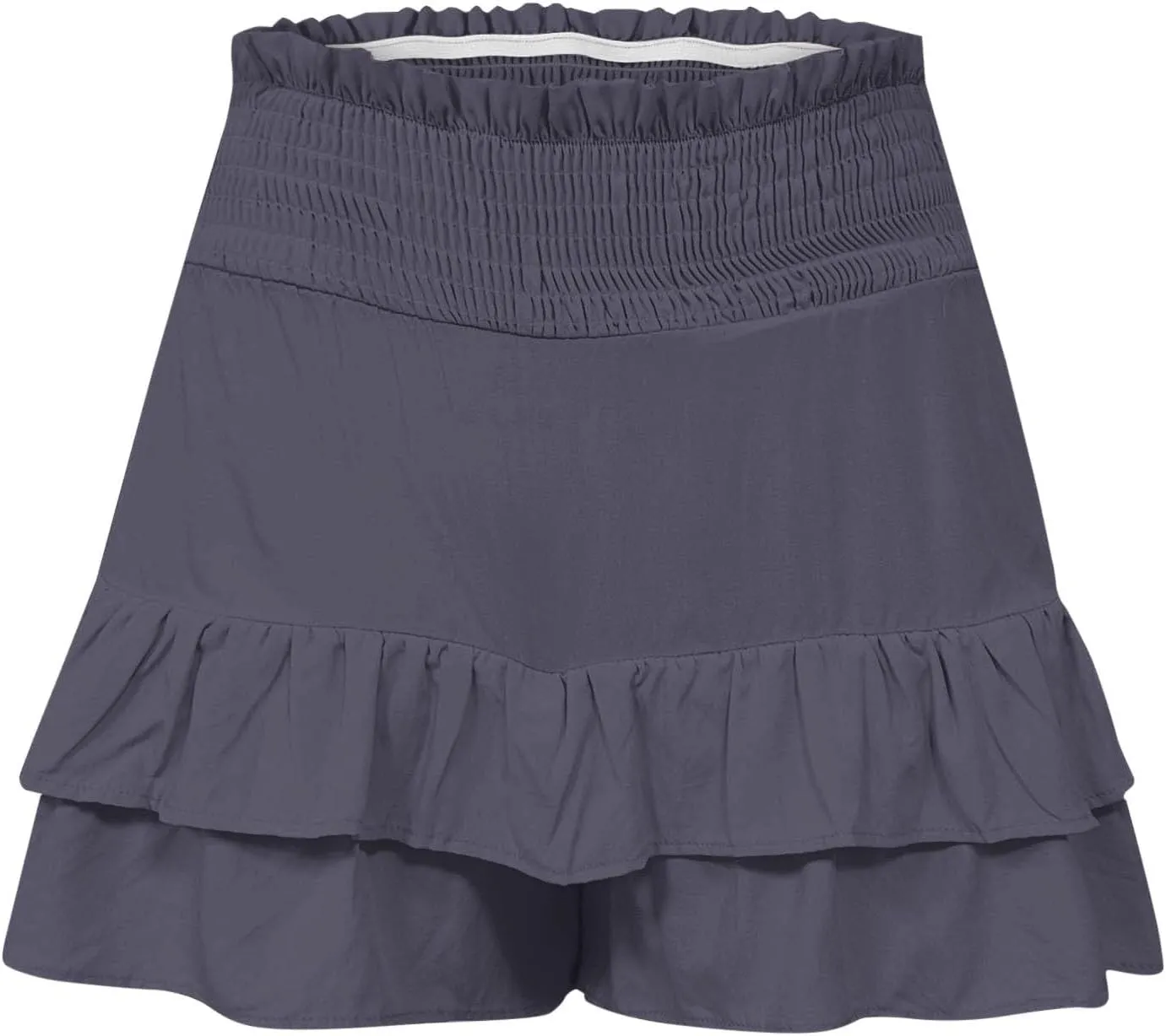 Kubbon Womens Flowy Shorts Smocked High Waisted Wide Leg Shorts Casual Loose Tiered Beach Skorts Summer Vacation Outfits