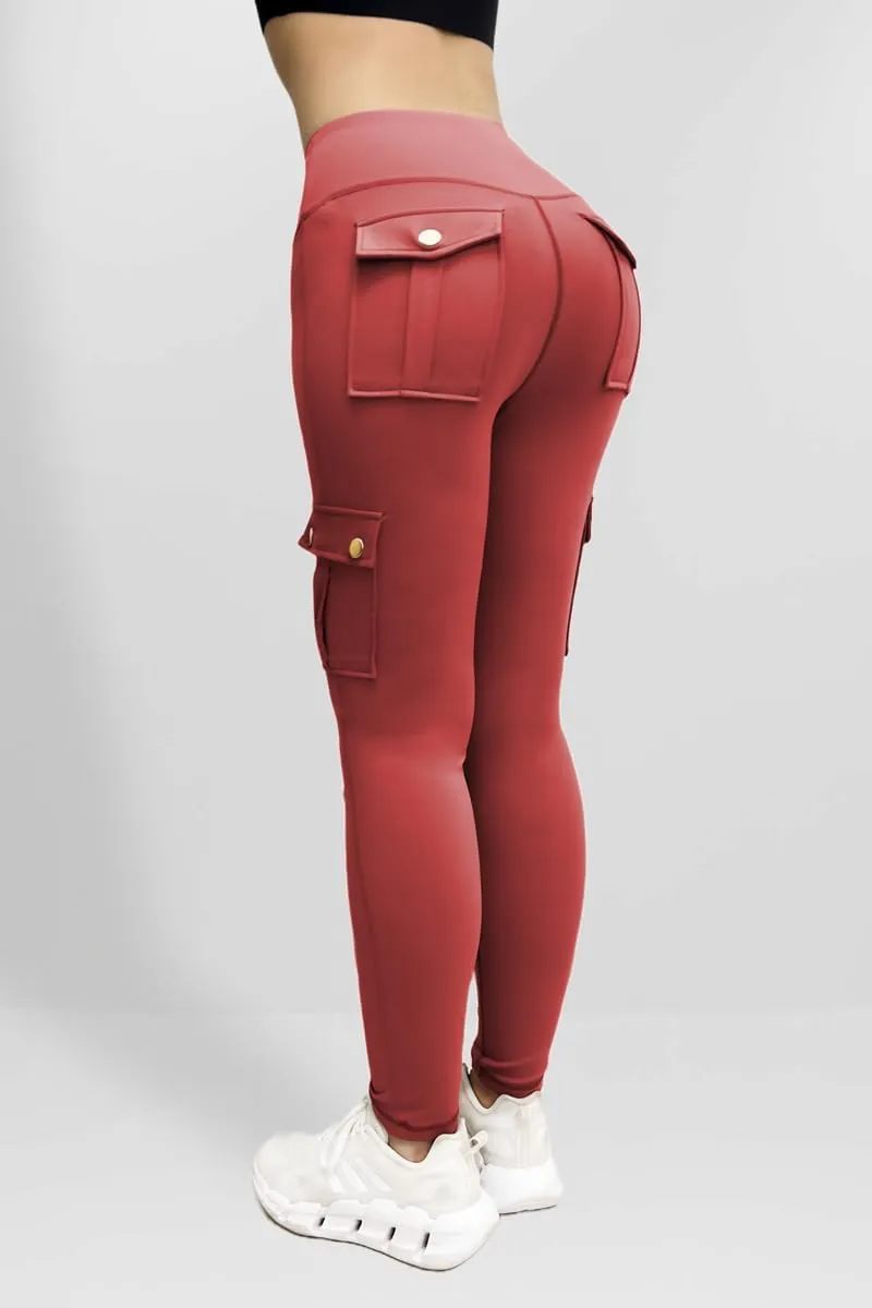Kubbon Women's Yoga Leggings Butt Lifting Cargo Pants High Waist Tummy Control Workout Pants Lounge Trousers with Pockets