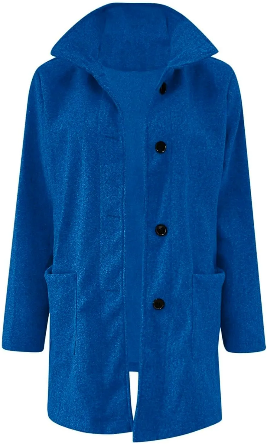 Ladies Solid Color Jacket Winter Button Up Trendy Long Sleeve Hooded 2024 Tweed Jacket Loose Comfy Outerwear With Pocket