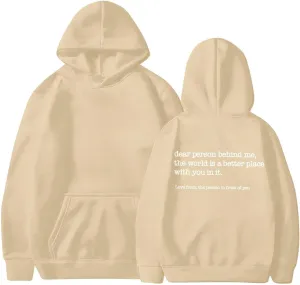 Letter Printed Hoodies for Women 2024 Long Sleeve Trendy Loose Sweatshirt Drawstring Thermal Oversized Pullover Top