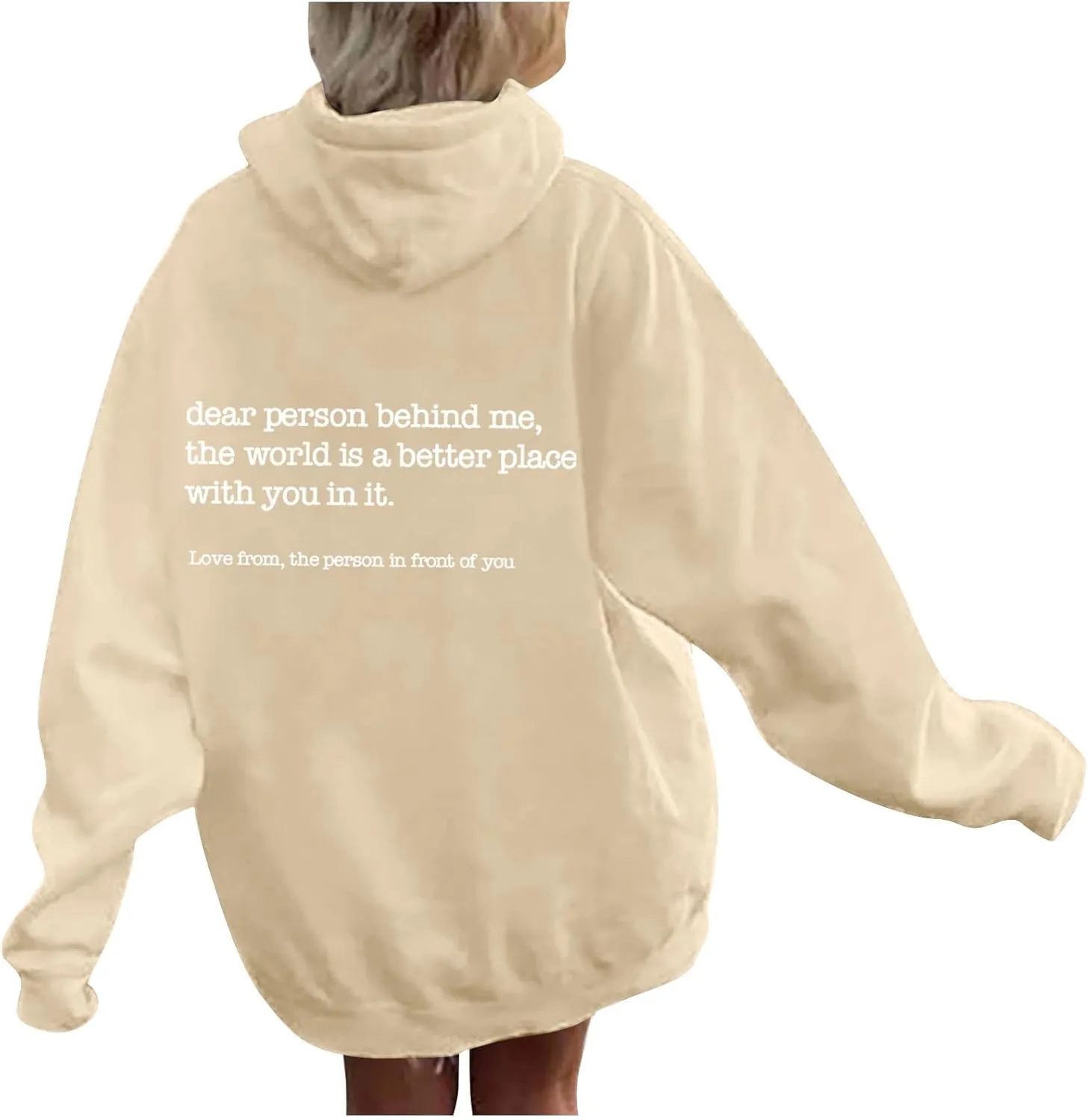 Letter Printed Hoodies for Women 2024 Long Sleeve Trendy Loose Sweatshirt Drawstring Thermal Oversized Pullover Top