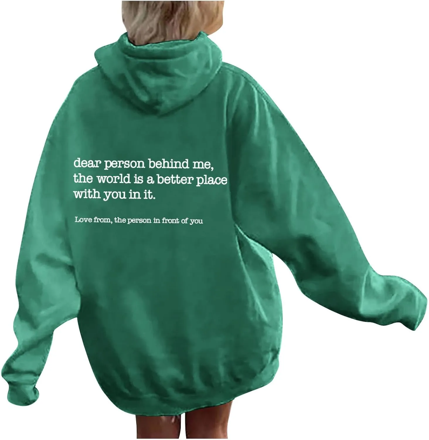 Letter Printed Hoodies for Women 2024 Long Sleeve Trendy Loose Sweatshirt Drawstring Thermal Oversized Pullover Top