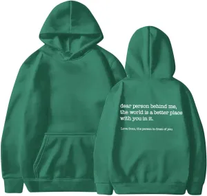 Letter Printed Hoodies for Women 2024 Long Sleeve Trendy Loose Sweatshirt Drawstring Thermal Oversized Pullover Top