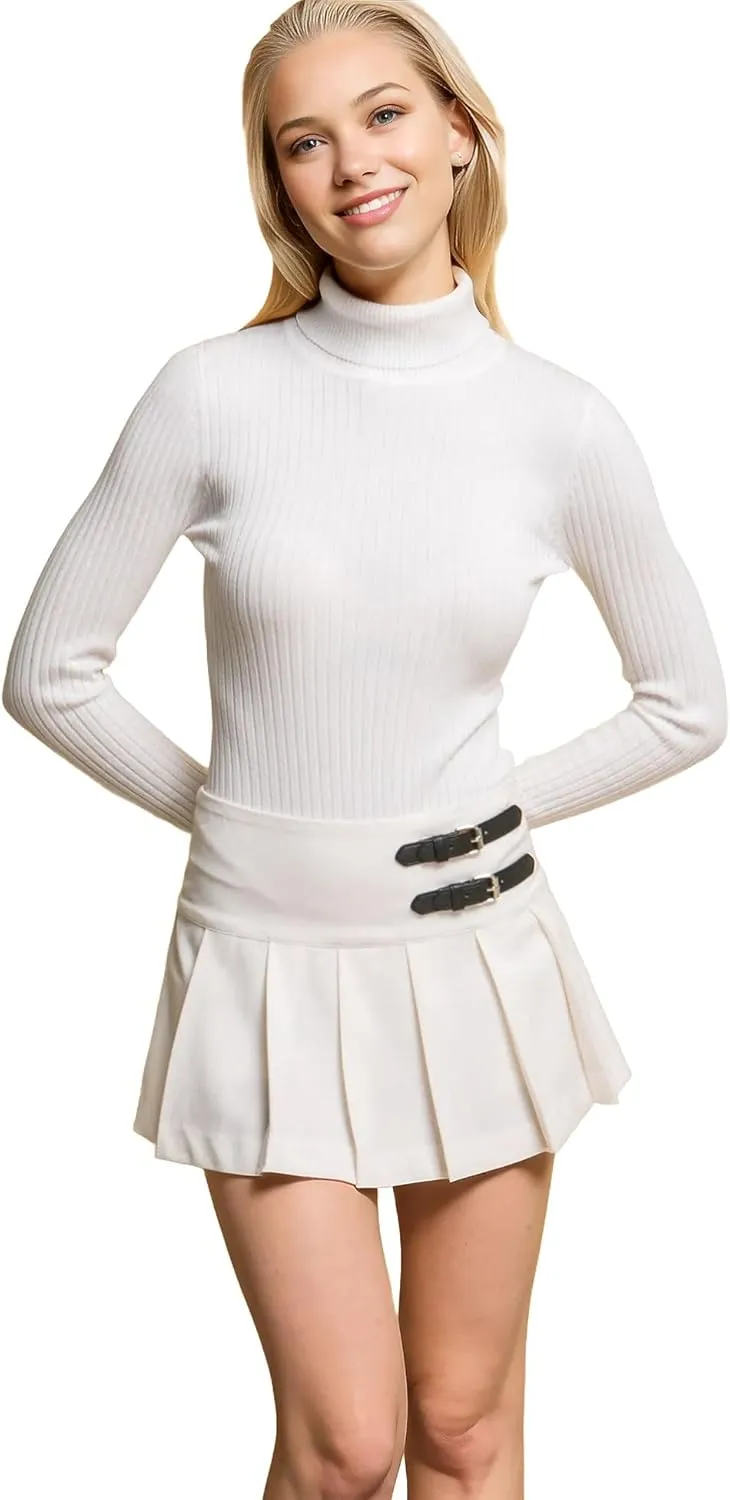 Love Tree Women's Juniors High Waist Pleated Skort Mini Skirt