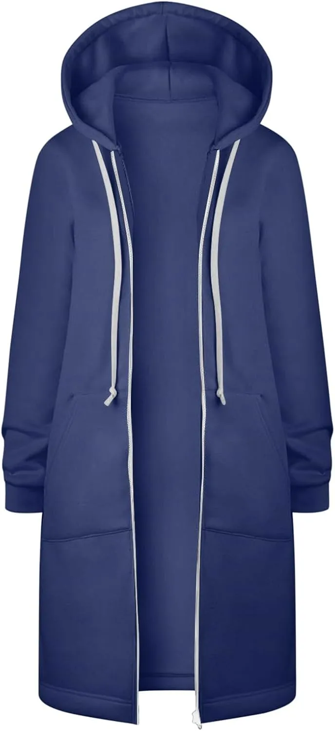 LRMQS Womens Casual Long Sweatshirt Hoodies with Pocket Drawstring Loose Jacket Coats 2023 Fashion Trendy Hoodie Clothing