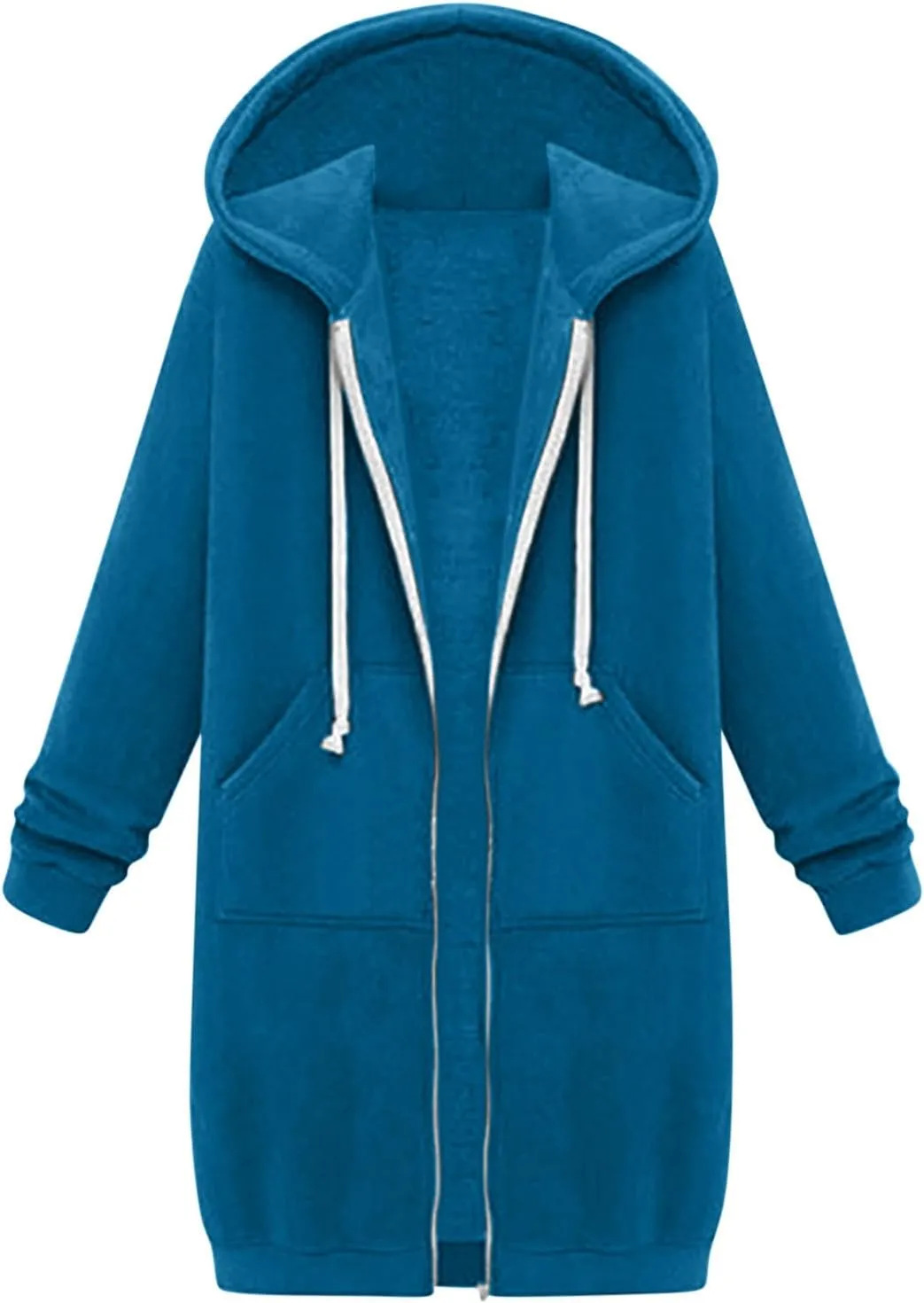 LRMQS Womens Casual Long Sweatshirt Hoodies with Pocket Drawstring Loose Jacket Coats 2023 Fashion Trendy Hoodie Clothing