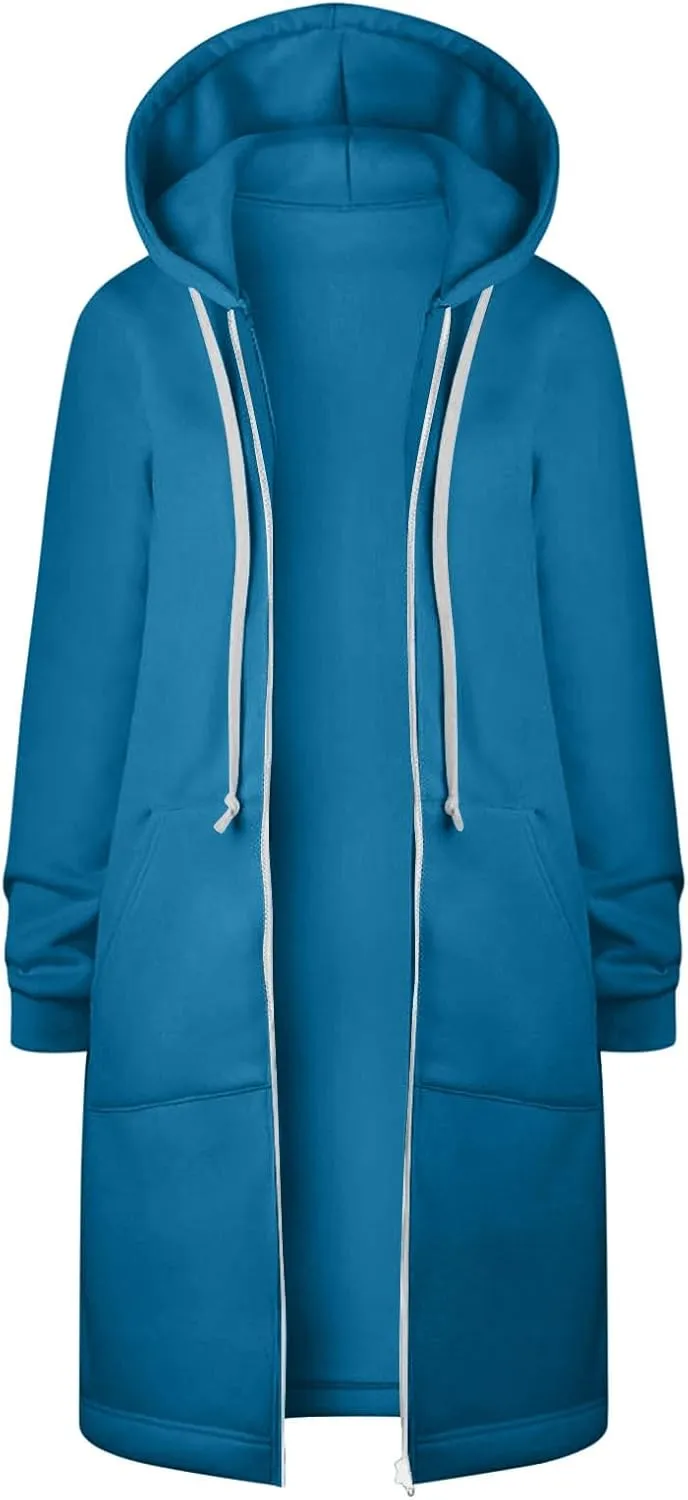 LRMQS Womens Casual Long Sweatshirt Hoodies with Pocket Drawstring Loose Jacket Coats 2023 Fashion Trendy Hoodie Clothing