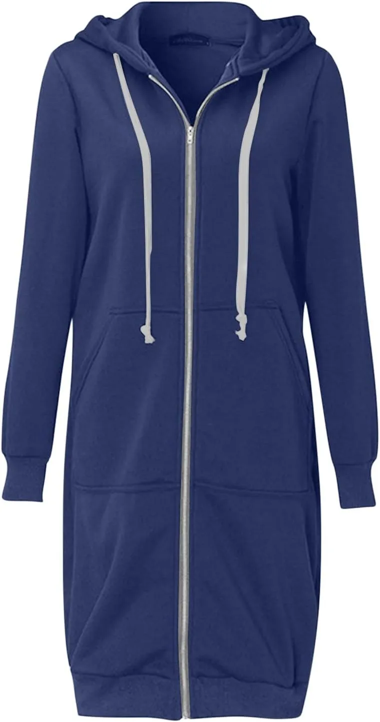 LRMQS Womens Casual Long Sweatshirt Hoodies with Pocket Drawstring Loose Jacket Coats 2023 Fashion Trendy Hoodie Clothing