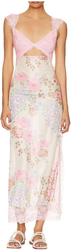 Luxurious Lace Trimmed Off Shoulder Maxi Dress with Ruffle Hem and Slit Summer Midi Dresses for Women