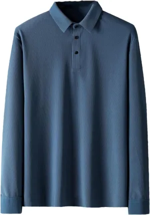 Men Autumn Spring Polo Shirts Classic Long Sleeve Tee Breathable Cooling Quick Dry Nylon Men Golf T-Shirt