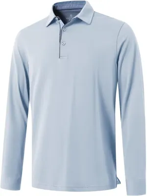 Men's Business Long and Short Sleeve Polo Shirts Mercerized Cotton Blend Casual Stylish Collared Shirts