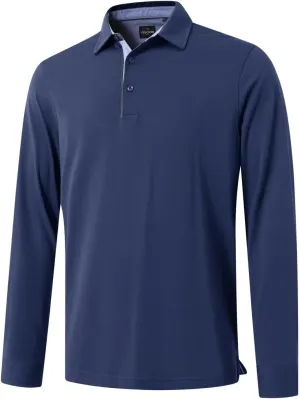 Men's Business Long and Short Sleeve Polo Shirts Mercerized Cotton Blend Casual Stylish Collared Shirts