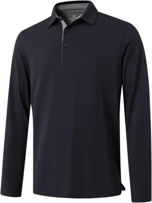 Men's Business Long and Short Sleeve Polo Shirts Mercerized Cotton Blend Casual Stylish Collared Shirts