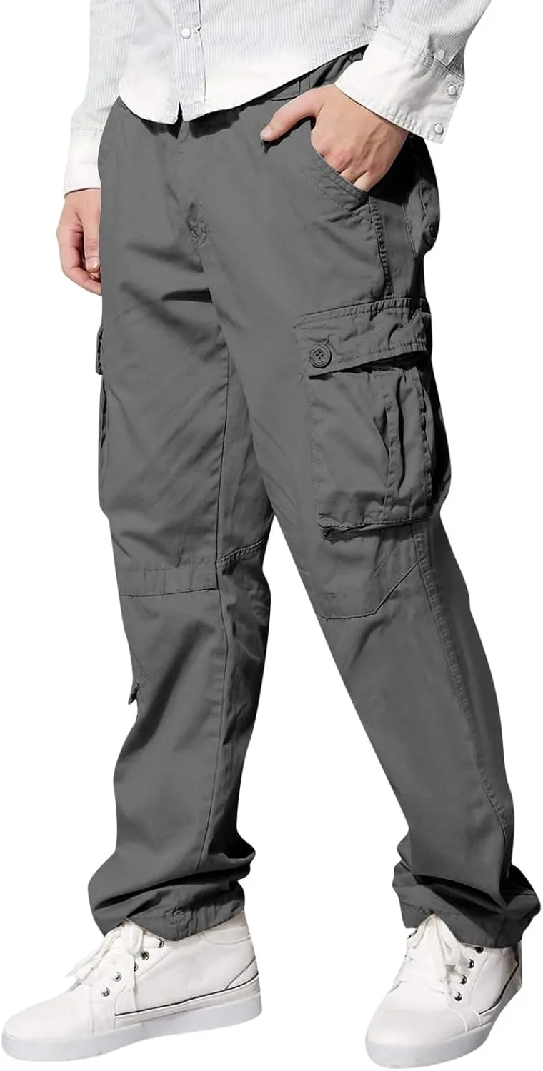 Men's Cargo Pants Casual Multi Pockets Twill Chino Pants Athletic Sweatpant Loose-Fit Classic Lightweight Daily Wear