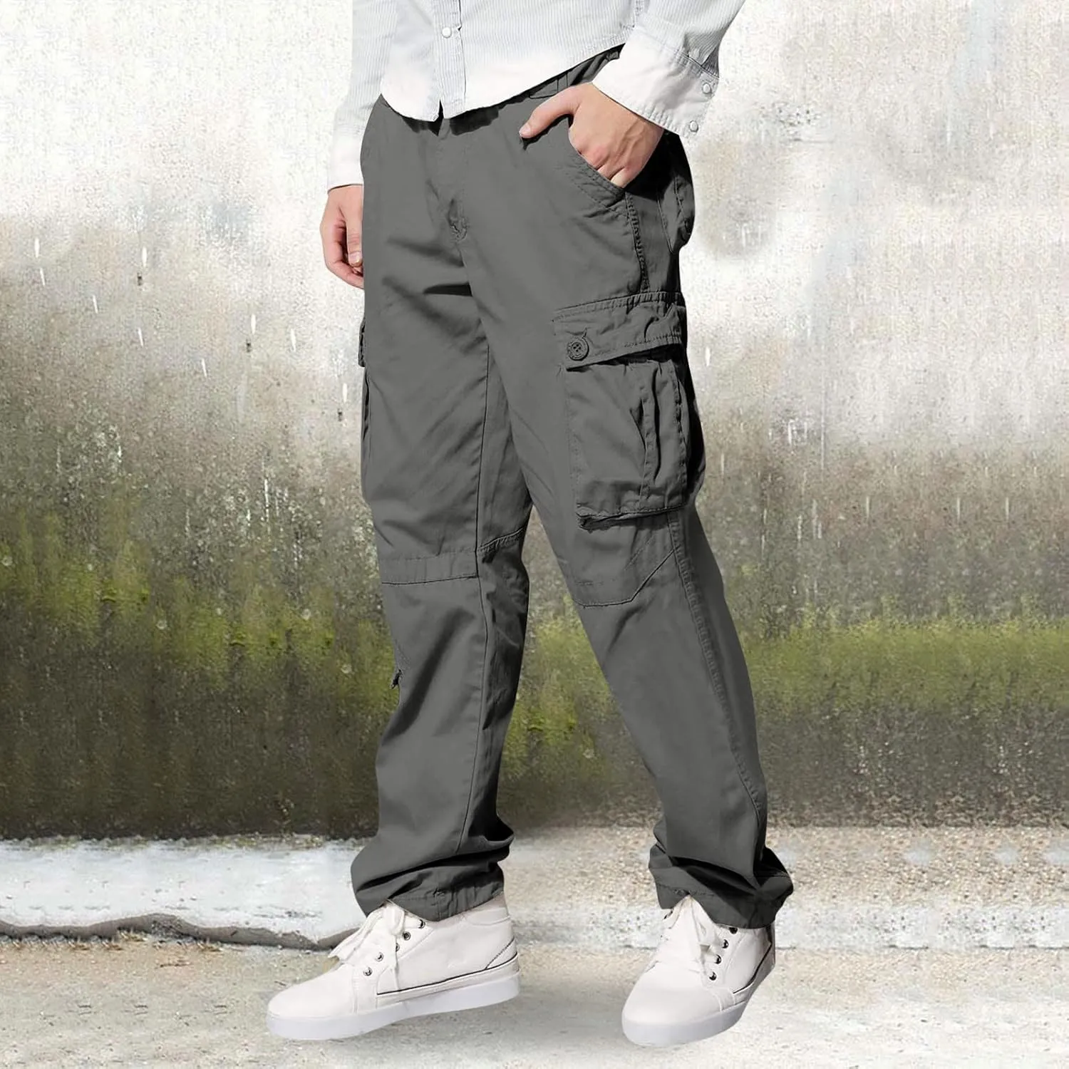 Men's Cargo Pants Casual Multi Pockets Twill Chino Pants Athletic Sweatpant Loose-Fit Classic Lightweight Daily Wear