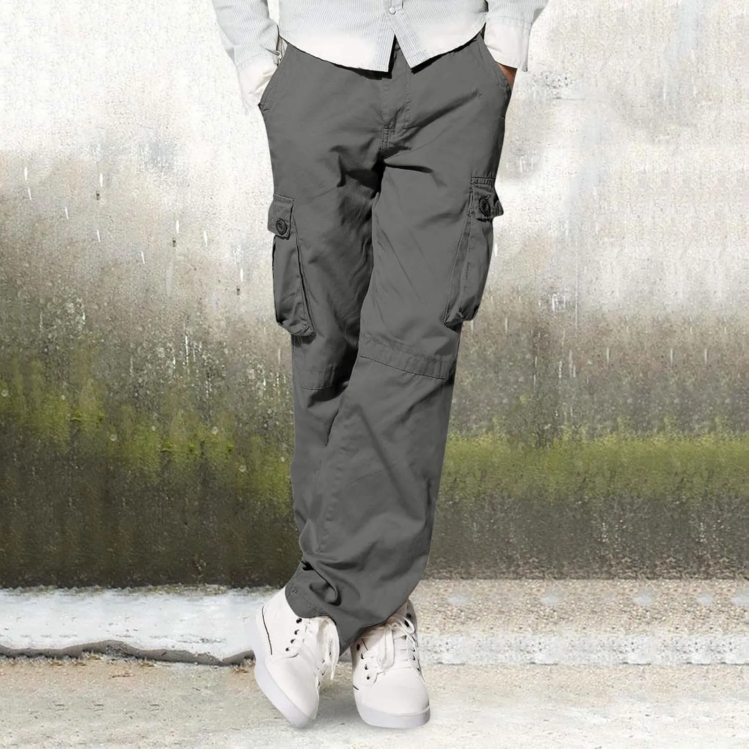 Men's Cargo Pants Casual Multi Pockets Twill Chino Pants Athletic Sweatpant Loose-Fit Classic Lightweight Daily Wear