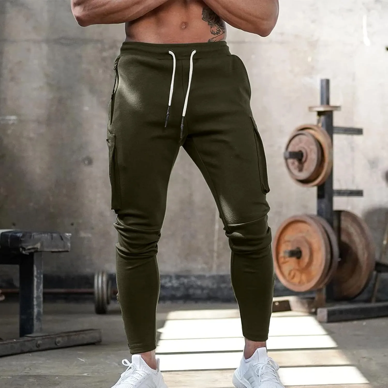 Men's Cargo Pants Sports Jogging Trousers Pockets Belt Mens Cargo Men's Slim Fit Chino Pants Regular Fit Chino Pants