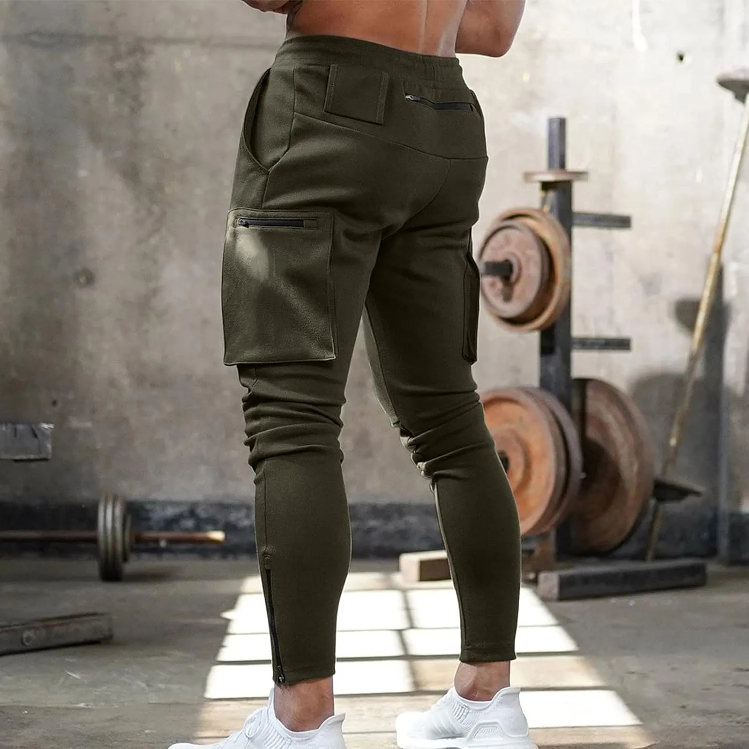 Men's Cargo Pants Sports Jogging Trousers Pockets Belt Mens Cargo Men's Slim Fit Chino Pants Regular Fit Chino Pants