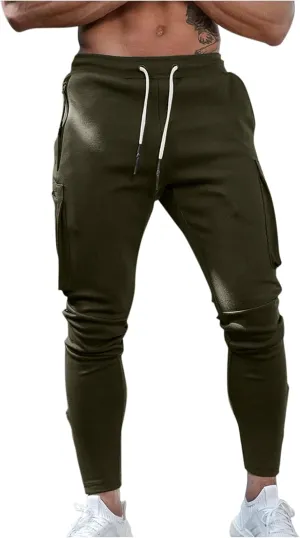 Men's Cargo Pants Sports Jogging Trousers Pockets Belt Mens Cargo Men's Slim Fit Chino Pants Regular Fit Chino Pants