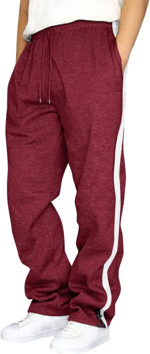 Mens Casual Pants Fashion Sport Cargo Sweatpants Lightweight Workout Athletic Pants Open Bottom Joggers with Pockets