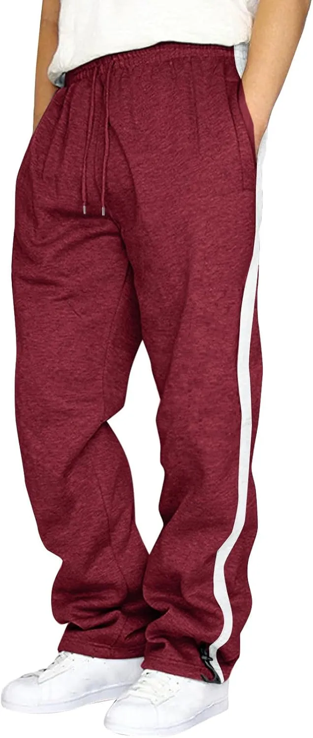 Mens Casual Pants Fashion Sport Cargo Sweatpants Lightweight Workout Athletic Pants Open Bottom Joggers with Pockets