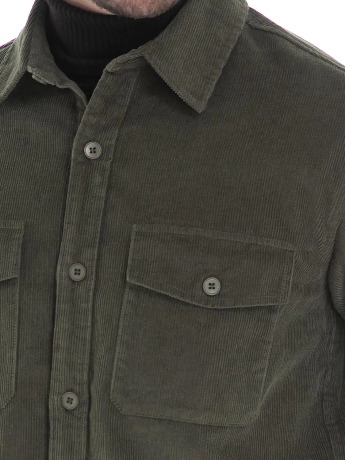 Men's Corduroy Shacket, Casual Stylish Long Sleeve Shirt Jacket Button Down