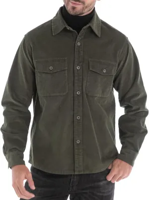 Men's Corduroy Shacket, Casual Stylish Long Sleeve Shirt Jacket Button Down