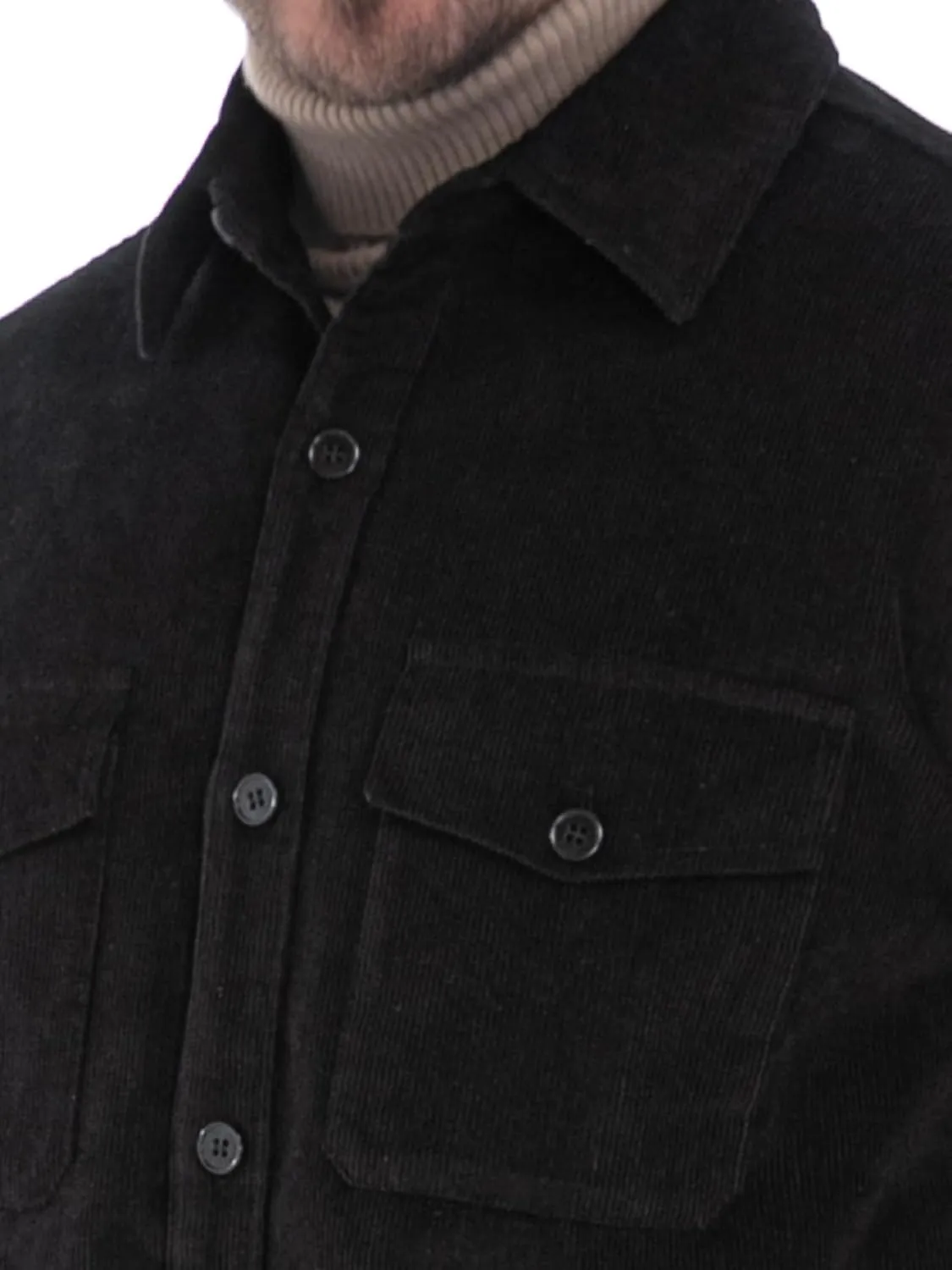 Men's Corduroy Shacket, Casual Stylish Long Sleeve Shirt Jacket Button Down